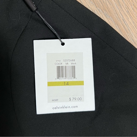 Calvin Klein Skirt Swing Size 14 Lined Business Fit Flare Black Plus Suit - Picture 6 of 13